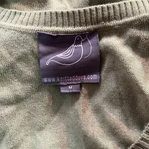 KNITTED DOVE Green Cardigan w Gold Bird Embellishments Sz M